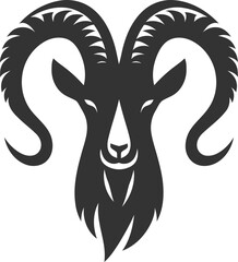 Goat head silhouette animal vector black