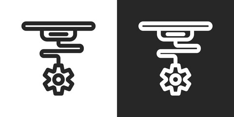 3D Printer Icon Set in Black and White Outline Style
