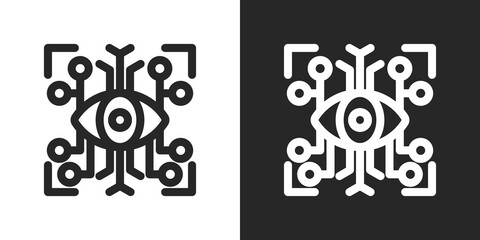 AI Vision Icon Set in Black and White Outline Style