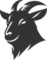 Goat head silhouette animal vector black