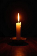 Flickering Candlelight Illuminates a Dark Room, Casting Warm Shadows Peaceful, Tranquil Atmosphere Perfect for Remembrance and Meditation