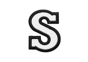 Fototapeta premium Black and White Uppercase Letter S Patch on Transparent Background
