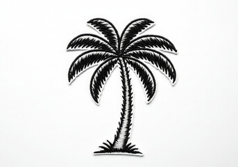 Black and White Palm Tree Embroidery Patch Tropical Island Icon