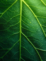 Fototapeta premium Macro view of a vibrant green leaf vein structure