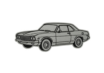 Fototapeta premium Classic Car Embroidered Patch Gray Outline Design