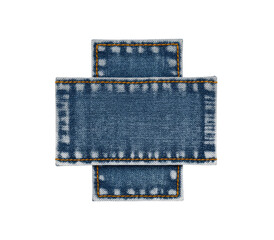 Cross Shaped Blue Denim Patches with Orange Stitching Detail