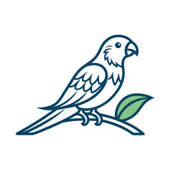 Obraz premium Cartoon parrot perched on a branch