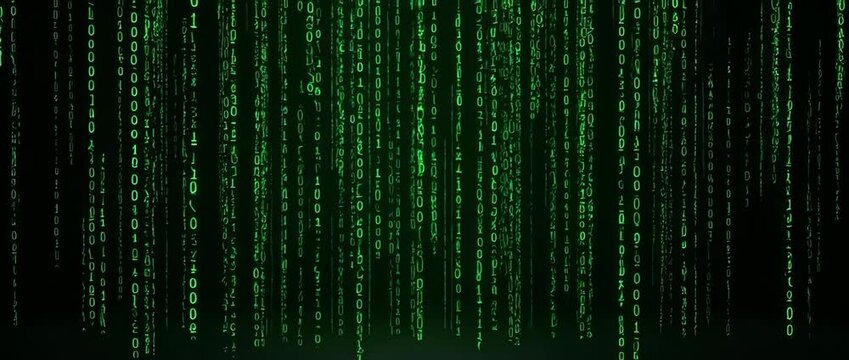 Green Binary Code Matrix Rain Background