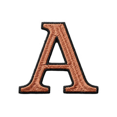 Embroidered Letter A Patch Bronze Black Outline Textile Craft