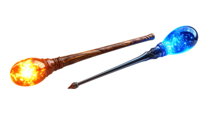 Two Lit Magic Candles with Warm Burning Flame and Dripping Wax for Spooky Decoration