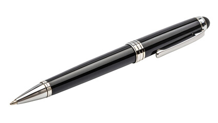 Elegant black and silver pen for professional writing and design work on transparent background