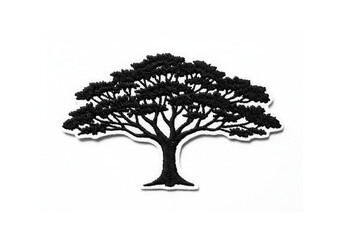 Embroidered Tree Patch Black White Design Isolated