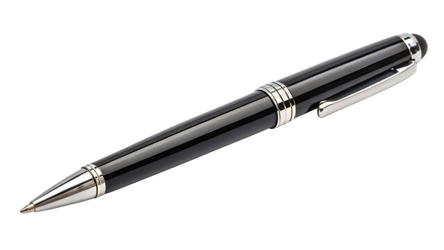 Elegant black and silver pen for professional writing and design work on transparent background
