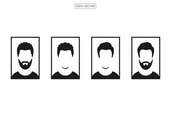 Flat Design Profile Avatar Icons, Male and Female Head Silhouettes Vector