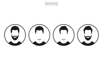 Profile Icon Collection, Male and Female Avatar Head Silhouettes Vector Illustration