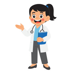 Fototapeta premium Doctor in a lab coat smiling, ideal for healthcare professionals, medical websites, newsletters, and social media posts for positive messaging