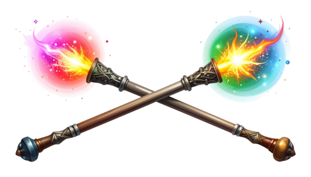  Two tiny mystical wand bundles isolated on transparent background