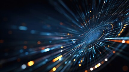 Blue - Orange Tech Light Vortex Background for Sci - fi Design, Digital Tech Scene, Futuristic Visual, High - end Brand Material