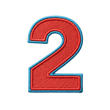 Red Embroidered Number Two Digit Patch Design