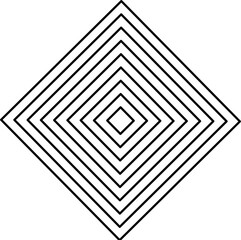 Abstract geometric design of concentric diamond shapes in black outline on white background, symbolizing balance, symmetry, and modern minimalist art.
