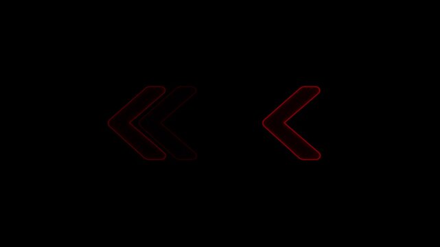 Red Double Chevron Arrows Pointing Left on Black Background previous direction