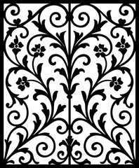 Ornamental Wrought Iron Gate with Decorative Floral Design