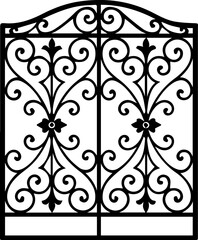 Ornamental Wrought Iron Gate with Decorative Floral Design