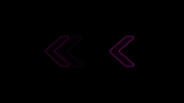 Purple Double Chevron Arrows Pointing Left on Black Background previous direction