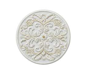 Fototapeta premium White Gold Embroidered Oval Patch Fabric Ornament