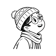 Curious Boy Looking Upward Illustration
