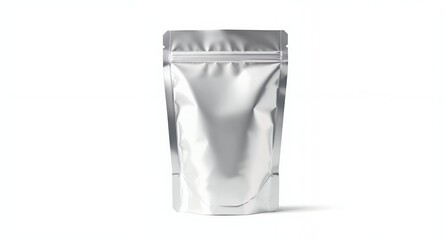 Silver Pouch Mockup, Blank Package, Isolated on White Background