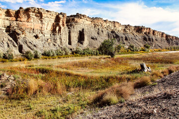 Walking along the Trail next to the Bighorn River below the High Cliffs in Greybull Wyoming.