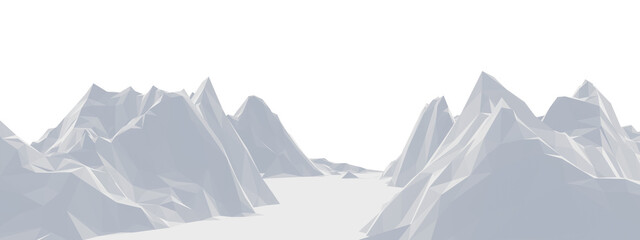 Fototapeta premium Low Poly Snowy Mountain Landscape. Ice Mountain