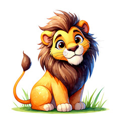 Fototapeta premium Little Lion Cub Illustration on transparent background