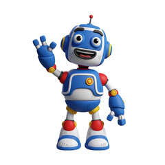 Robot cartoon character blue white red yellow ai generated technology