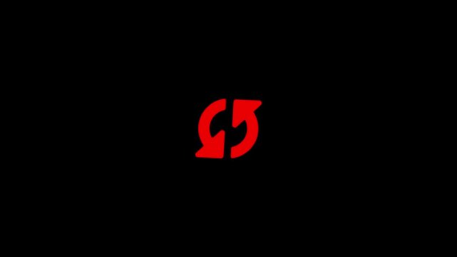 Red Circular Arrows Icon Symbolizing Refresh or Repeat on Black Background reload recycle