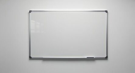 Whiteboard on a wall, ready for content, minimalist design.
