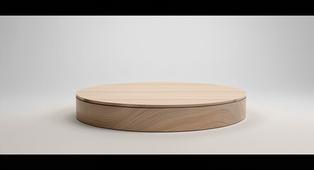 Wooden Display Podium on White Background
