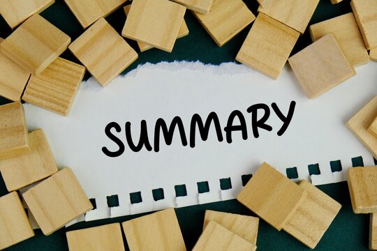 black alarm clock with the word Summary. a brief statement or account of the main points of something