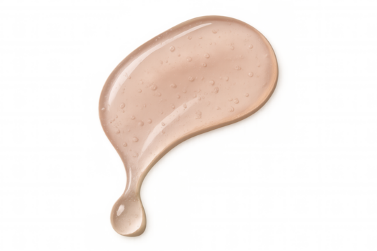 Skin care cosmetic gel smear swatch with bubbles showing beauty product texture on a transparent background
