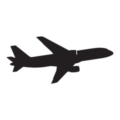 Airplane Silhouette Flying Against a White Background Representing Travel and Aviation Industry with Streamlined Design and Modern Transportation