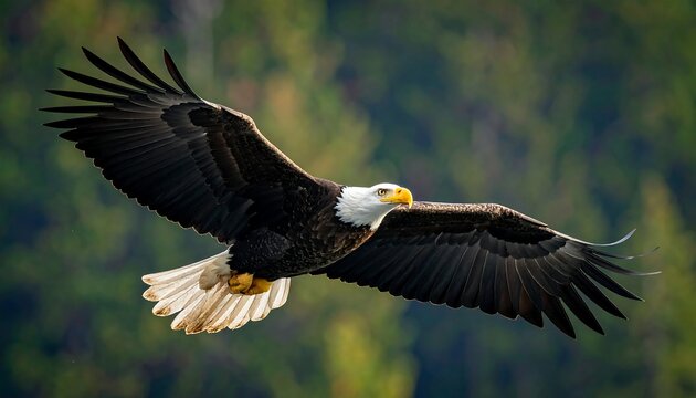 Majestic raptor with white head and brown body soaring - Powered by Adobe