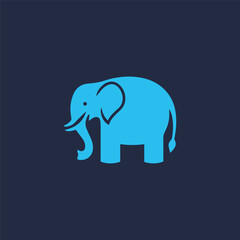 Silhouette style vector minimal elephant logo design icon in black color, simple bold line art illustration, creative branding element for wildlife, nature, strength, merchandise, digital projects, mo