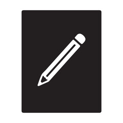Pencil icon on a dark background representing drawing sketching and creative work with a minimalist design