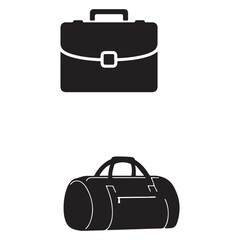Professional Business Briefcase and Casual Duffel Bag Icons on White Background For Travel and Work Illustration