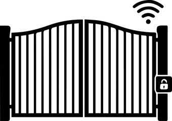 Smart Automatic Gate Icon with Wireless Signal
