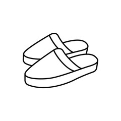 Outline cozy home slippers footwear line art icon