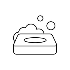 Outline foam soap bar wash line art icon