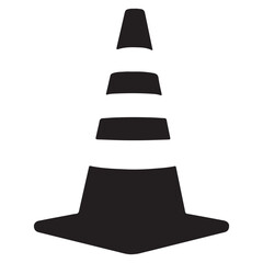 Simple Black Traffic Cone Illustration for Road Safety and Construction Zone Awareness Vector Graphic Design Element