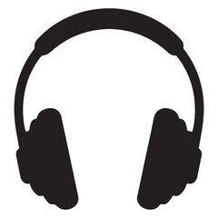 Stylish black headphones icon representing music listening audio equipment and modern technology vector graphic illustration